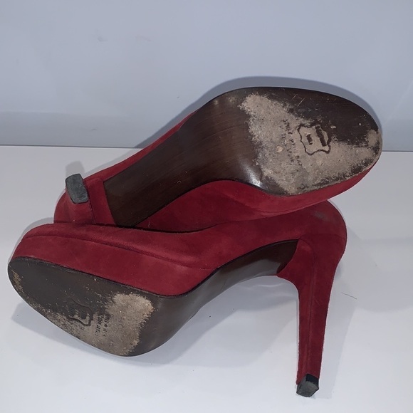 Stuart Weitzman Burgundy Red Suede Platform heels size 8M - Picture 12 of 16